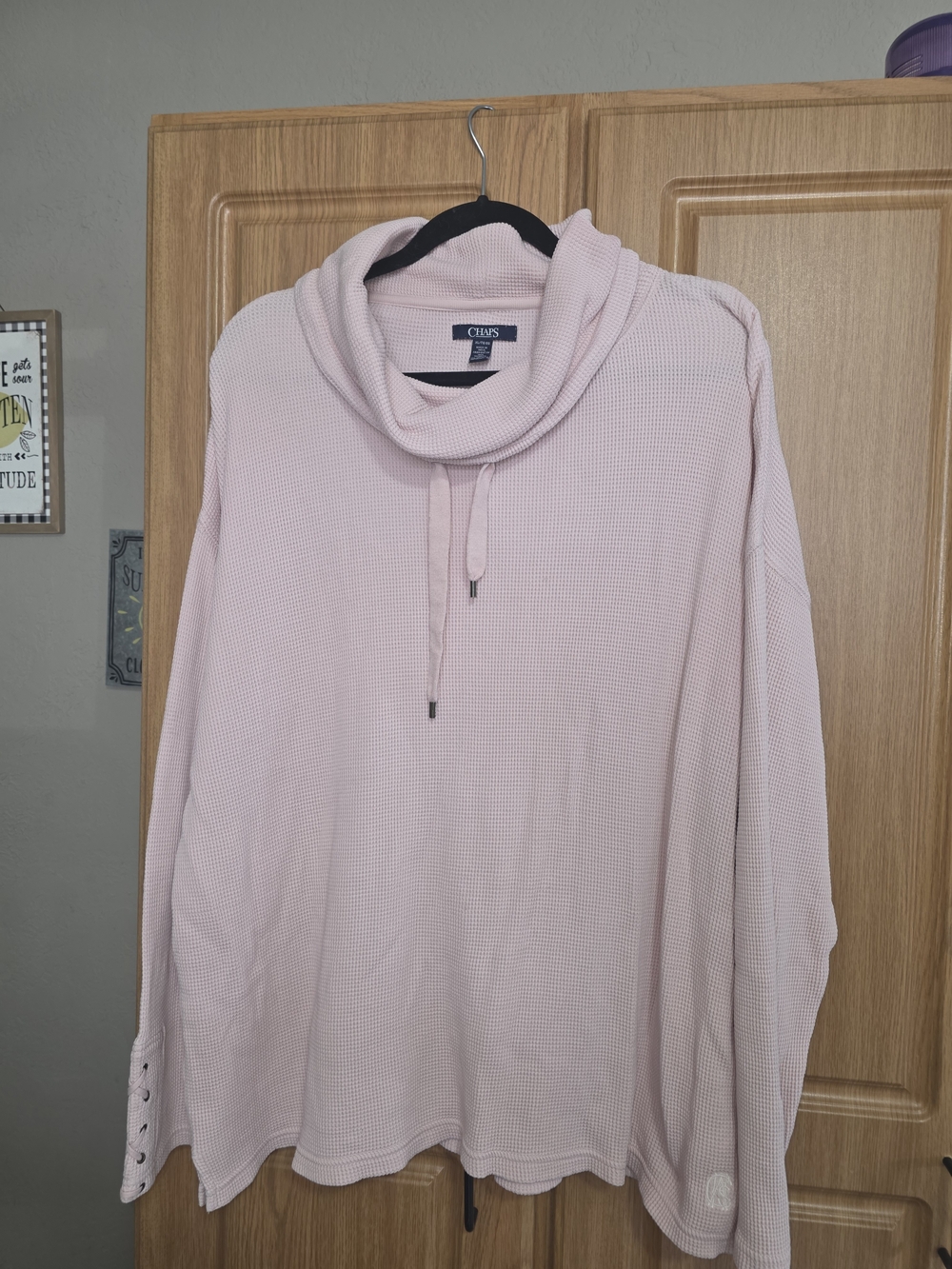 Chaps Light Pink Cowl Neck Waffle Knit Sweater